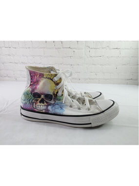 Converse Chuck Taylor Shoes Mens Size 4 Womens 6 Skull Roses Print 169106F